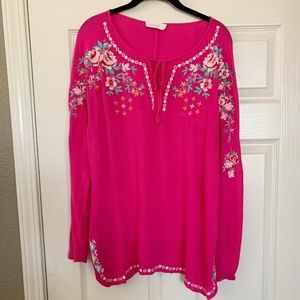 Peach Love Embroidered Tunic